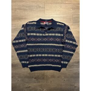 Vintage Chaps Ralph Lauren Polo Sweater Men's Large Navy Wool Hand Framed 90s